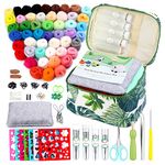 Needle Felting Starter Kit with Exquisite Green Storage Bag, Wool Roving 50 Colors Set, Felting Tools Kit for Felted Animal Needle Felting Supplies