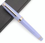 JINHAO 82 Celluloid Fountain Pen Acrylic Ink Pen with Ink Converter (Fine Nib, Gold Clip-Transparent Violet)