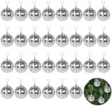 30 Pcs Mirror Disco Ball 3cm 1.18in Diameter Mini Silver Hanging Reflective Mirror Ball, Disco Light Ball for Disco Cake Party Stage Christmas Tree Wedding Dance Decoration