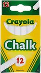 CRAYOLA 12 Chalkboard Sticks, White, Perfect for the Classroom, Teacher Supplies (51-0320)