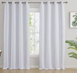HLC.ME 100% Complete Blackout Lined Drapery with Thick Heavy Double Layer Thermal Insulated Energy Efficient Long Window Curtain Grommet Panels for Bedroom & Living Room, 2 Panels (52 W x 96 L, White)