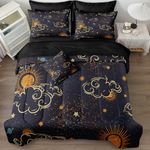 Galaxy Comforter Set Twin Space Bedding Comforter 6 Pieces Shining Star Pattern Home Decor Sun and Moon Bed Sheet Set with 1 Cushion Cover (Twin, Galaxy)