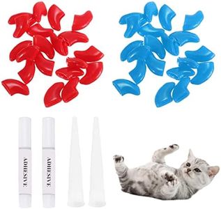 BASTOUR Chats Couvre-Ongles, Capsules d'Ongles Colorés pour Chat, Couvre-Griffes Doux pour Chats, Cat Nail Cover Protector, avec applicateurs adhésifs, Anti Scratch Protector Covers, S, 40 Pièces