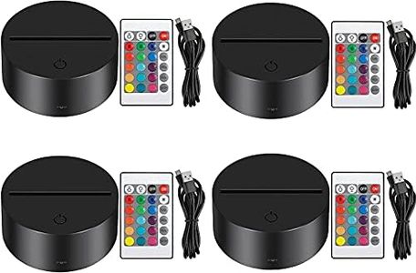 Thlevel 4 Pezzi 3D Night LED Lampada Base 7 Colori Regolabile Lampada a LED con Telecomando e Cavo USB, 3D Night Light Base Decorazione Domestica Luce
