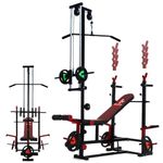 MUSCAZO FITNESS 20 in 1 Home Gym Bench, Adjustable Workout Bench with Lat Pulldown, Gym Workout Bench Press, Incline/Decline/Sit-Up, Leg Extension, Bench for Home Workout, Load Cap-250kg