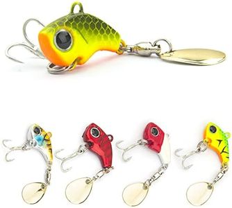 Fishing Lures VIB Tail Spinners Bait Metal Sinking Lures Fishing Jigs Blade Baits Bass Crankbait Fishing Spinner Blade for Bass Fishing Lure Kit with Tackle Box (Style A-0.25oz/5PCS)