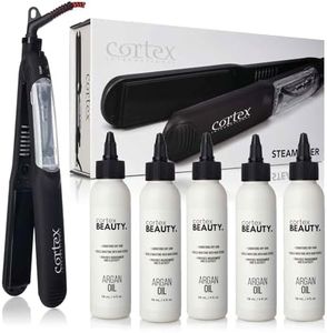 Cortex Professional Vapor Hair Straightener Flat Iron for Hair 1.25" Ceramic Premium Argan Infusion Steamliner - Dual Voltage Straightening Irons with 5x Argan Refill Bundle - Planchas De Cabello
