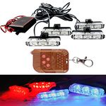 AllExtreme EX3EXS 3 LED Flash Strobe Lamp Police Emergency Warning Light for Motorcycle Cars and Bike (12W, Set of 4)