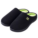 DL Mens Memory Foam Slippers - Comfortable House Slippers For Men, Indoor Outdoor, Closed Toe Black Gray Navy, Green, 13-14