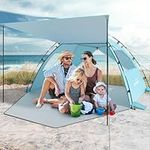 Elegear Beach Tent Canopy Sun Shelter 4-5 Person UPF 50+ Anti UV Beach Shade Canopy Portable Lightweight Beach Cabana Sun Shade Shelter with Carry Bag for Beach,Garden,Picnic, Park,Camping,Light Blue