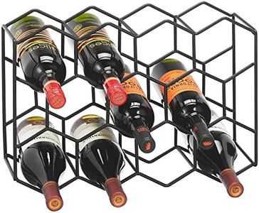 mDesign Metal Hexagon 3-Tier Wine Rack - Minimalist Bottle Holder for Kitchen Countertop, Pantry, or Refrigerator Space - Wine, Beer, Pop/Soda, Water Bottles, and Juice, Holds 11 Bottles - Matte Black