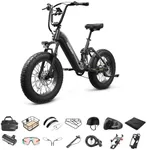 PUCKIPUPPY Corgi Electric Bike for Adults 960W, 48V 20Ah Battery Ebike, New Longitudinal Suspension Ebike, 20'' Fat Tire Full Suspension Mountain E Bike, 28MPH & 80Miles Range, LCD Display, 7 Speed