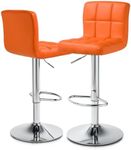 MoNiBloom Modern Bar Stools Set of 2 Square Back PU Leather Counter Height Adjustable Swivel Barstools with Footrest for Home Kitchen Dining Room, Orange