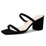 J. Adams Stormi Heeled Sandals Women Dressy Summer Flat Mules- Square Toe Double Band Low Block Heel Sandals - Chunky Sandals for Women - Summer Sandals, Womens Dress Sandals, Women's Heeled Sandals,