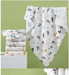 Little Boo 6 Layer Muslin Cotton Printed Bath Towel for Babies Cotton Super Soft Towels for Newborn Baby Absorbent Bathing Towel,Kids Boys and Girls Size 60 x120cm (Print May VaryPack of 1)