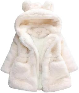 Yimoon Girls Winter Fleece Coats Kids Ear Hooded Faux Fur Jacket Toddler Thicken Warm Fuzzy Jacket Outwear(Beige-3Y)