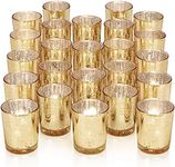 DARJEN Votive Tea Lights Candles Holders for Wedding Centerpieces & Party Decorations,Table - Mercury Glass, 24Pcs, Gold