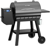 Blatomic LCD Control Wood Pellet Smoker Grill, 700 SQ. IN Cook Area, Pellet Grill with Auto Feed & Leaking Waste, 500°F Max Temperature, 8 in 1 BBQ Grill with Meat Probe, Side Table with Hooks(Black)