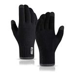 AUYYOSK Winter Touch Screen Gloves Warm Knitted Gloves Working Outdoor Camping Hiking Running Biking Driving for Men and Women (Black) (Black)