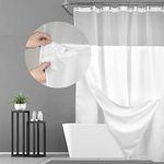 N&Y HOME Extra Long Waffle Weave Shower Curtain 96 Inch Length with Snap-in Fabric Liner & Metal Hooks Set - Hotel Style, Waterproof & Washable, Heavyweight Fabric & Mesh Top Window - 71x96, White