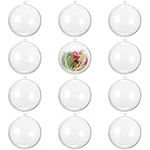 THE TWIDDLERS - 12 Pack 10cm Large Clear Fillable Baubles - DIY Transparent Plastic Ornaments for Crafts, Christmas Tree Decorations, and Hanging Displays