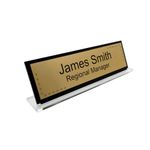 Badgemaster Personalised Engraved Flowing Pattern Acrylic Office Home Desk Name Plaque Gold/Silver Front Plate Bespoke Modern Gift Teacher Graduate Manager Assistant Executive