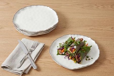 Portofino Plata, Set of 4 Round Dinner Plates, 11" D x 1"
