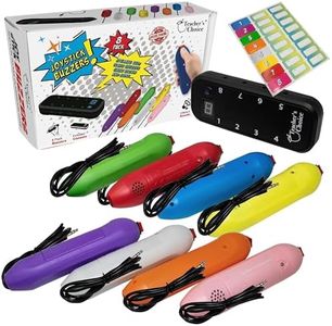 Teacher's Choice 8 Color Handheld Buzzer Game System - Console Displays First Buzz-in - Great for Jeopardy, Family Feud, Trivia and Buzzer Games - Controller with 8 Joystick Buzzers, 8 Unique Sounds