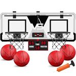 HYES 2 Player Basketball Game, Dual Shot Over The Door Mini Basketball Hoop Indoor with Scoreboard, Basketball Toy Gifts for Kids Boys Girls Adults, Suit for Bedroom/Office/Outdoor/Pool, Black