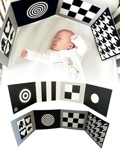 Black and White Baby Book - Samuel Sensory Fold-Out Tummy Time Book for High Contrast Baby Toys & Newborn Essentials - Developmental Baby Sensory Toys 0-6 Months - 100cm Thick Stand Up Board No. 1