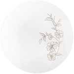 PLASTICPRO 30 Pack Elegant Disposable Plastic Plates 7 inch White Plastic Plates Gold Floral Design Durable for Parties Events