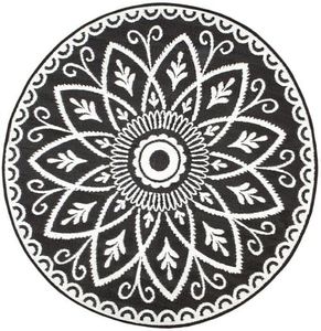 Benaras 180cm Round Plastic mats Rugs Reversible and Recycled for Home, Patio, Backyard, Deck, Picnic, Beach, Trailer, Camping