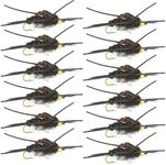 The Fly Fishing Place Bead Head Nymph Fly Fishing Flies - Kaufmann's Black Stone Fly with Rubber Legs - Stonefly Wet Fly - 12 Flies Hook Size 4
