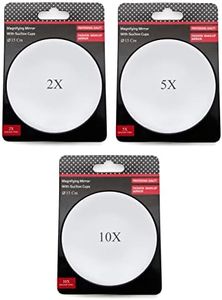 Store2508 Bundle Deal Magnifying Mirrors- 2X, 5X and 10x for Makeup, Shaving, (Black, Diameter 15 cm) - Pack of 3