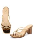 XE Looks Trendy & Comfortable Copper Block Heel Sandal for women & Girls UK-5