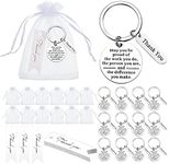 Yinkin 36 Pcs Employee Appreciation Gifts Bulk for Coworkers Keychains Organza Bags with Cards for Social Worker Staff Gifts(Silver)