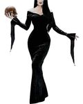 LVCBL Morticia Fancy Dress Costume Adult Halloween Cosplay Costume Shift XL Black