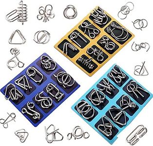 MINGZE Casse-tête métallique Wire Set de 24, Métal Brain Teaser Puzzle 3D Jeux de Patience Ensemble IQ Test Disentanglement Puzzles Jeu Magic Toy Trick pour Enfants et Adultes Challenge