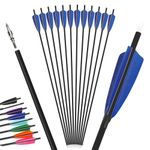 12Pcs 4inch Turkey Feather Mixed Carbon Arrow 500 Spine Archery Hunting Arrows Suit for Compound/Recurve Bow Target Practice Arrow (31inch, navy blue)