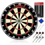 Professional Dartboard Set: Sisal Dartboards with Rotating Number Ring and Staple-Free Bullseye, High-Grade Compressed Dart Board Set Suitable for Adults Family in Room/Bar/Garage