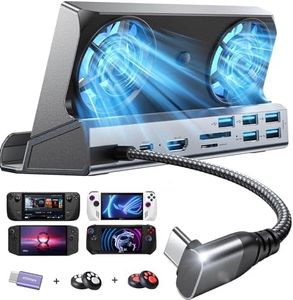 LISEN Steam Deck Dock/Msi Claw/Legion Go/ROG Ally, 10-in-1 Steam Deck Docking Station with 5 USB 3.0&2.0, Dual Cooling Fan, HDMI 4K@60Hz, Gigabit Ethernet, 100W Charging for Valve Stream Deck