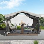 Domi 4-Seat Outdoor Glider Benches with Canopy, Retro Metal Glider Chair with Aluminum Frame, Patio Swing Chair for Outside,Garden,Lawn