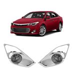 CONCEPT AUTOMOTIVE LIGHTS Replacement For 2013-2015 Toyota Avalon Fog Lights Lamps with Bezels and Assembly Set L&R Side (With Halogen Bulbs)