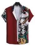 SKYBEAT Printed Half Sleeves Shirts for Men | Men Stylish Shirt | Men Printed Shirt | Lycra Shirt for Men (Panda) Maroon