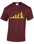 Crown Designs Evolution of Bricks Cool Funky Geek Nerd for Men & Teenagers T-Shirts Tops - Maroon/Large