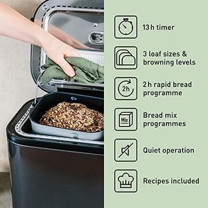Panasonic Fully Automatic Bread Maker – 32 Programs, Yeast & Nut Dispenser, Stainless Steel