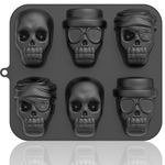 HKNMTT Halloween Silicone Molds for Baking Extra Large, 6 Cavities 3D Skull Cake Pizza Pan Molds, Nonstick Halloween Skeleton Mold for Soap Ice