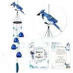 Efoleya Bird Wind Chimes for Outside，Steller'Jay Bird Gifts，Blue Bird Wind Chimes Outdoor Decorations, Mother‘s Day Gifts for Mom/Grandma,Garden Patio Backyard Hanging Decor.