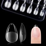 Gelike ec XS Short Almond Nail Tips - Soft Gel Nail Tips Almond Shaped Full Cover Gel X Nails Pre Etched for Extensions,PMMA Resin Clear Strong False Press on Nails 12 Sizes 120PCS