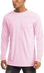 MAGCOMSEN Men's Shirt Long Sleeve Sun UPF 50 SPF UV Quick Dry Polyester Swim Athletic Summer Shirt Light Pink,3XL